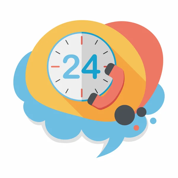 24 saat müşteri telefon hizmeti düz simgesi ile uzun gölge, eps10 — Stok Vektör