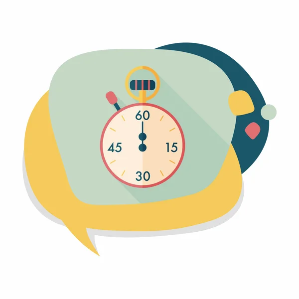 Icona piatta del cronometro con lunga ombra, eps10 — Vettoriale Stock