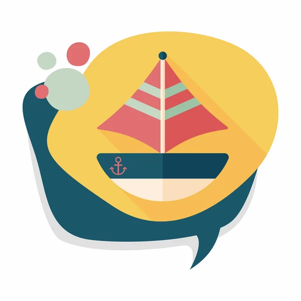 Transportation sailboat flat icon with long shadow, eps10 — стоковый вектор