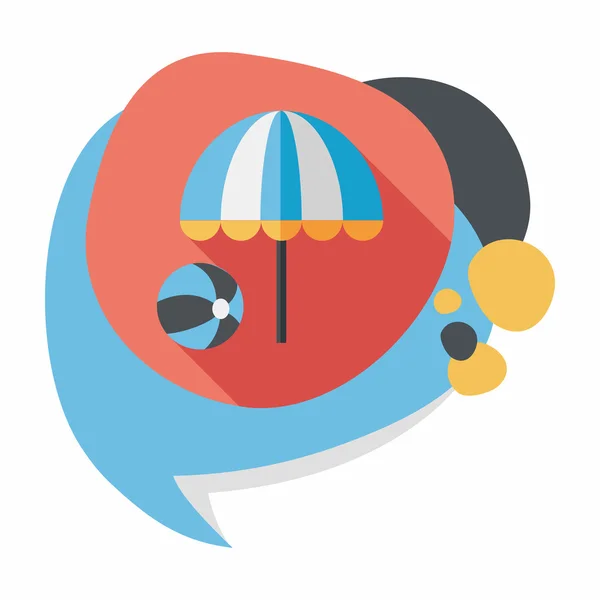 Beach umbrella with ball flat icon with long shadow, eps10 — стоковый вектор