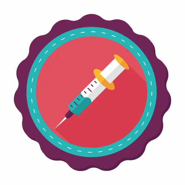 Syringe flat icon with long shadow — Stock Vector