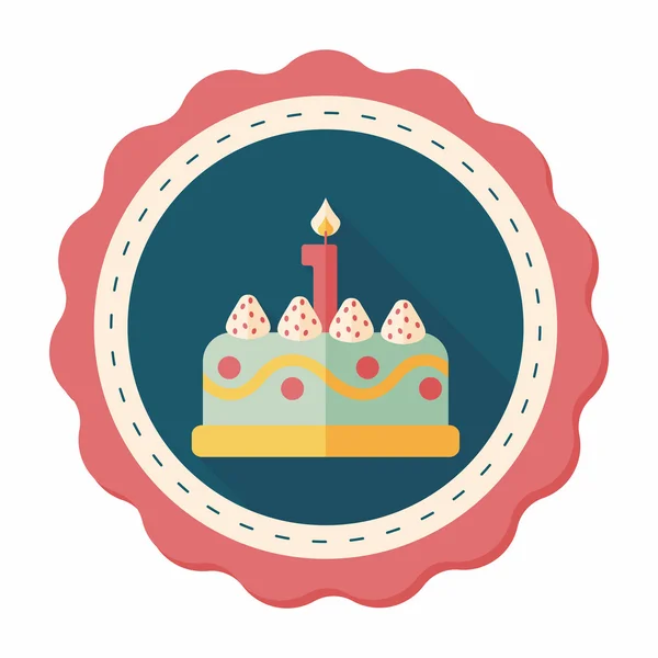 Pastel de cumpleaños icono plano con sombra larga, eps10 — Archivo Imágenes Vectoriales