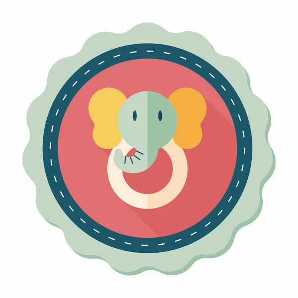 Elefante juguete icono plano con sombra larga, eps10 — Archivo Imágenes Vectoriales