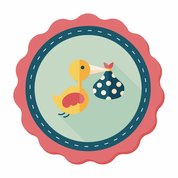 Vogel en baby platte pictogram met lange schaduw, eps10 — Stockvector