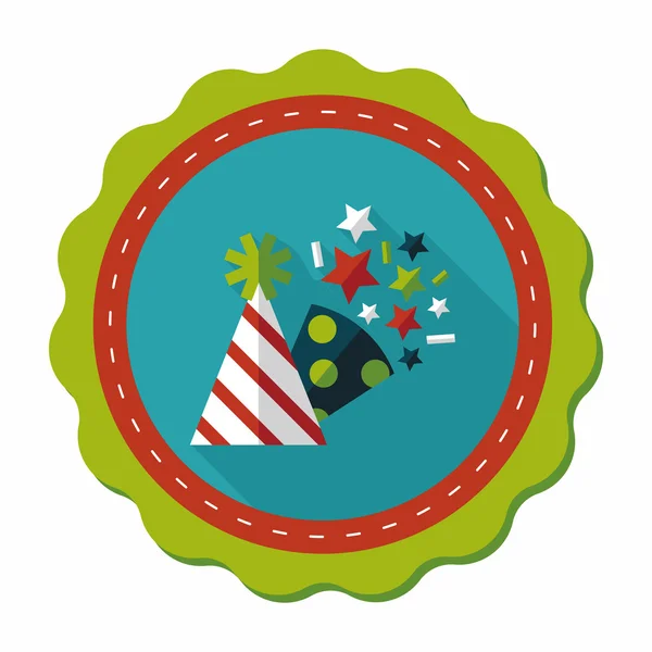 Verjaardag partij hoed platte pictogram met lange schaduw, eps10 — Stockvector