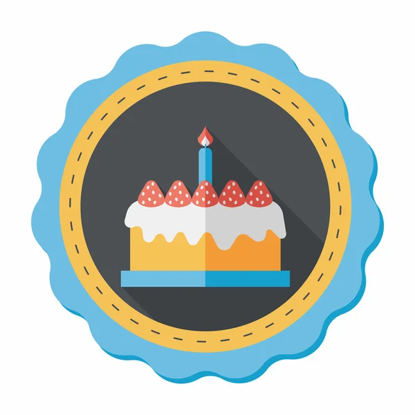 Verjaardag cake platte pictogram met lange schaduw, eps10 — Stockvector