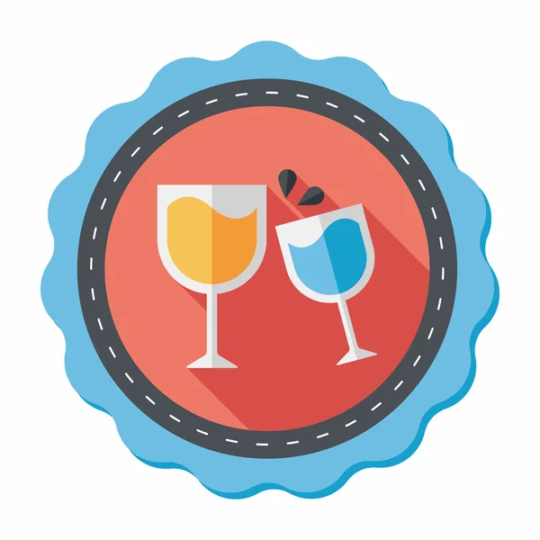 Martini glas cheers platte pictogram met lange schaduw, eps10 — Stockvector