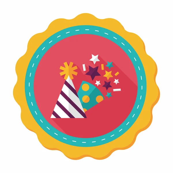 Sombrero de fiesta de cumpleaños icono plano con sombra larga, eps10 — Vector de stock