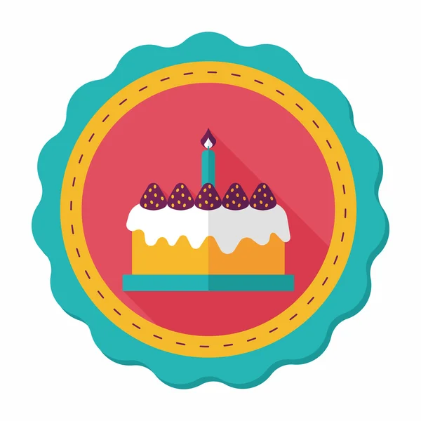 Birthday cake flat icon with long shadow,eps10 — Stock Vector