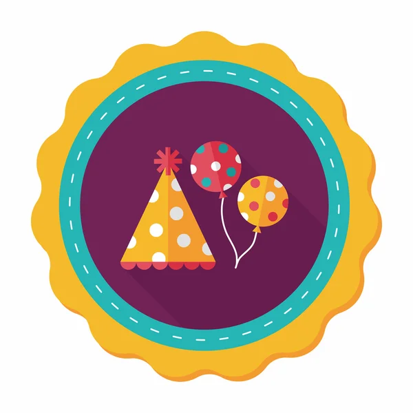 Sombrero de fiesta de cumpleaños icono plano con sombra larga, eps10 — Archivo Imágenes Vectoriales