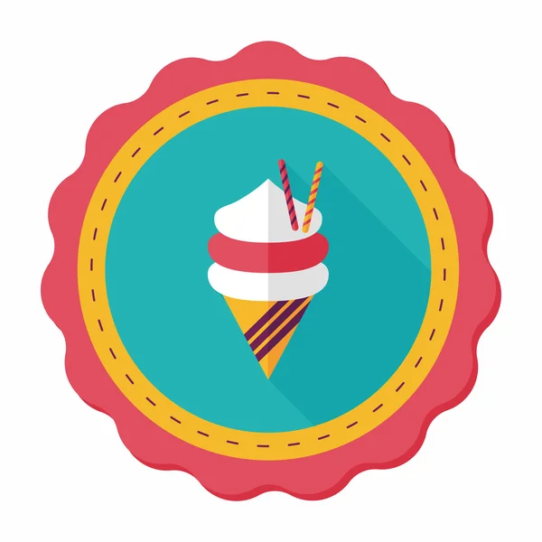 Ice cream flat icon with long shadow,eps10 — Stock Vector