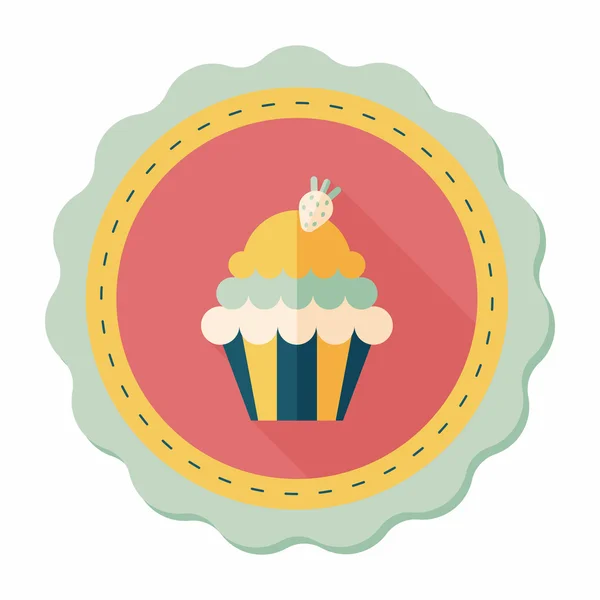 Cupcake lapos ikon a hosszú árnyék, eps10 — Stock Vector