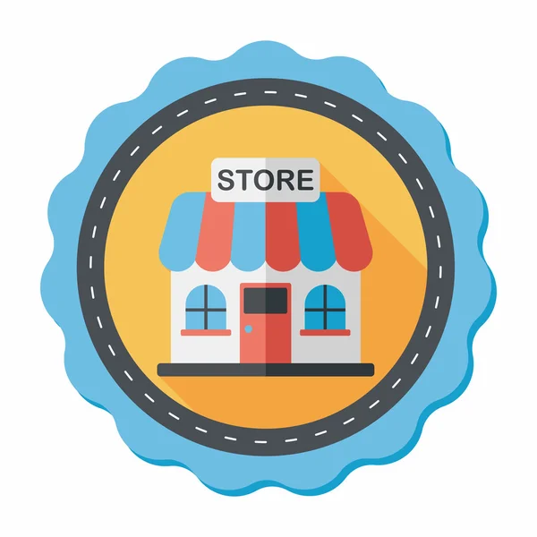 Building shop store flat icon with long shadow, eps10 — стоковый вектор