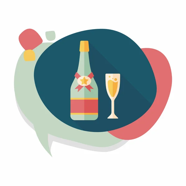 Walentynki szampana płaski ikona z długim cieniem, eps10 — Wektor stockowy