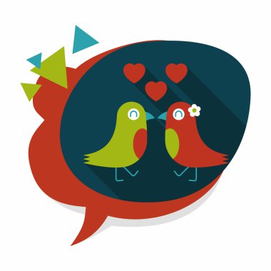 Sevgililer sevgilisi kuş düz simgesi ile uzun gölge, eps10