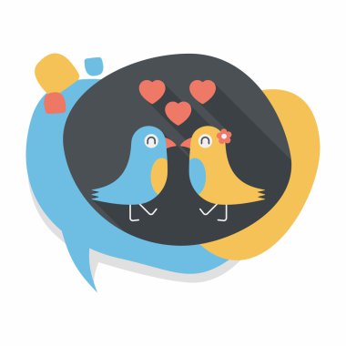 Sevgililer sevgilisi kuş düz simgesi ile uzun gölge, eps10