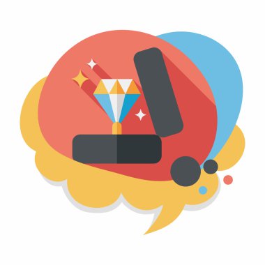 Sevgililer günü elmas yüzük düz simgesiyle uzun gölge, eps10