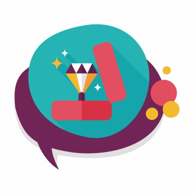 Sevgililer günü elmas yüzük düz simgesiyle uzun gölge, eps10