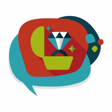 Elmas yüzük düz simgesi ile uzun gölge, eps10 teklif