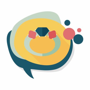 Elmas yüzük düz simgesi ile uzun gölge, eps10 teklif