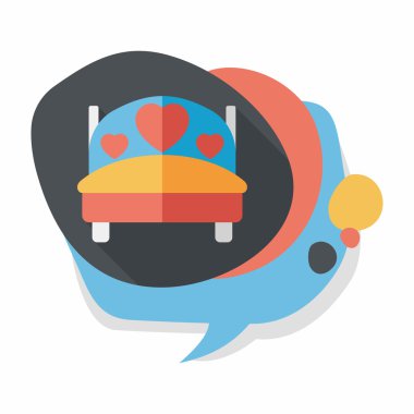 Düğün çifti yatak düz ikonu, uzun gölge, eps10