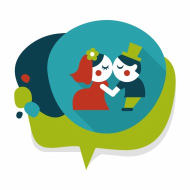 Düğün Çift düz simgesi ile uzun gölge, eps10