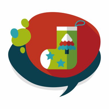 calcetín de Navidad icono plana con sombra, eps10