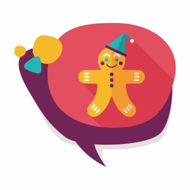 Zencefilli kurabiye adam düz simgesi ile uzun gölge, eps10