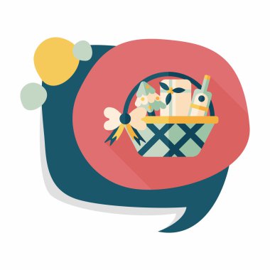 Boże Narodzenie prezent kosz płaski ikona z długim cieniem, eps10