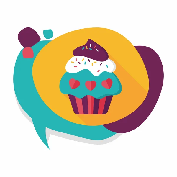 Día de San Valentín cupcake icono plano con sombra larga, eps10 — Archivo Imágenes Vectoriales