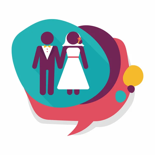 Pareja de boda icono plano con sombra larga, eps10 — Vector de stock