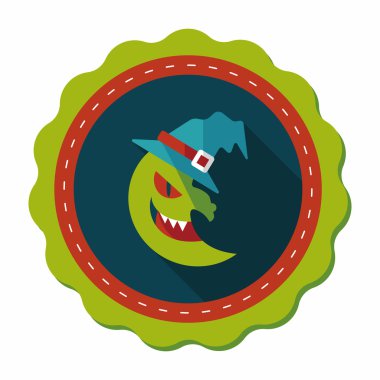 Cadılar Bayramı ay düz simgesi ile uzun gölge, eps10