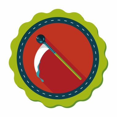 Cadılar Bayramı tırpan kostüm düz simgesiyle uzun gölge, eps10