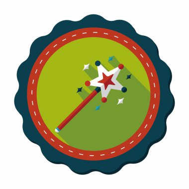 sihirli değnek düz simgesi ile uzun gölge, eps10