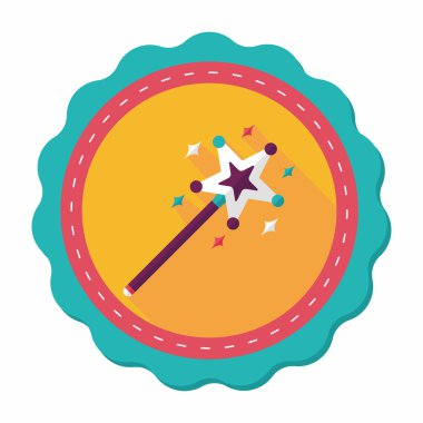 sihirli değnek düz simgesi ile uzun gölge, eps10