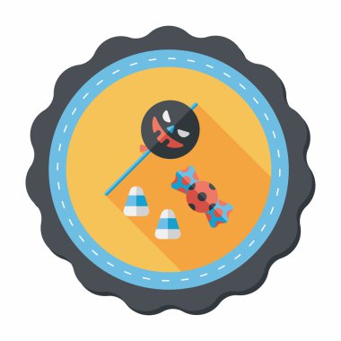 Cadılar bayramı şekeri düz simgesi ile uzun gölge, eps10