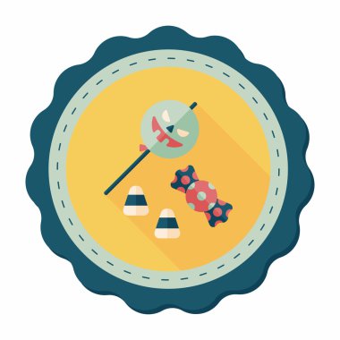 Cadılar bayramı şekeri düz simgesi ile uzun gölge, eps10