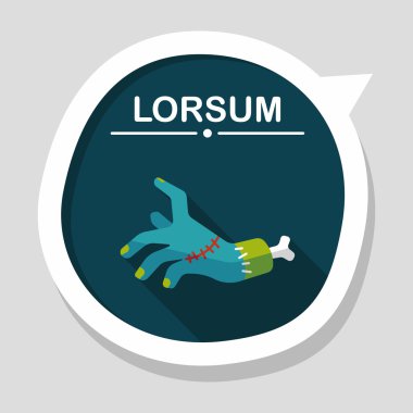 Cadılar Bayramı zombi el düz simgesi ile uzun gölge, eps10