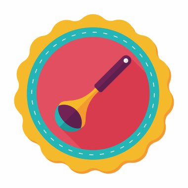 Uzun Gölge, eps10 ile mutfak eşyaları kaşık düz simgesi