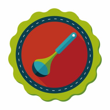 Uzun Gölge, eps10 ile mutfak eşyaları kaşık düz simgesi