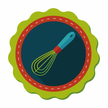 Uzun Gölge, eps10 ile mutfak eşyaları çırpıcı düz simgesi