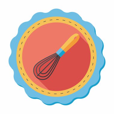 Uzun Gölge, eps10 ile mutfak eşyaları çırpıcı düz simgesi