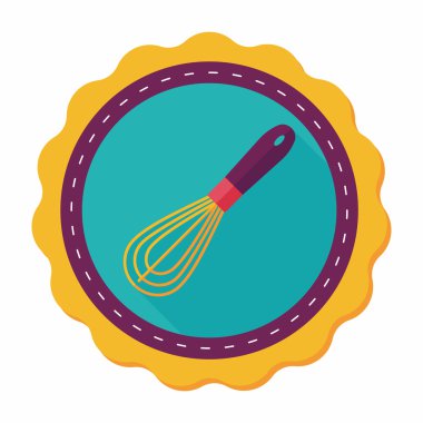 Uzun Gölge, eps10 ile mutfak eşyaları çırpıcı düz simgesi