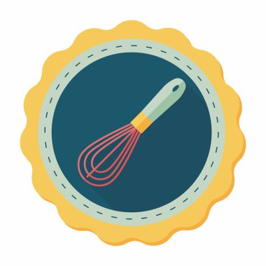 Uzun Gölge, eps10 ile mutfak eşyaları çırpıcı düz simgesi