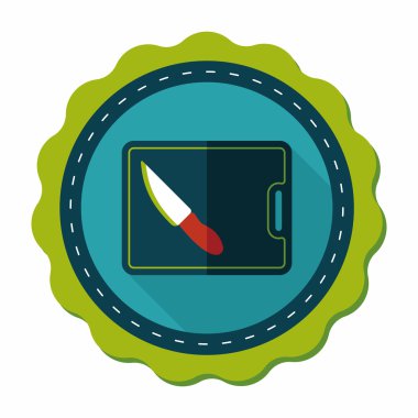 uzun gölge ile yönetim kurulu ve bıçak düz simgesi doğrama mutfak eşyaları,