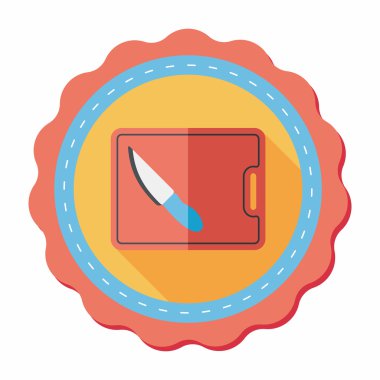 uzun gölge ile yönetim kurulu ve bıçak düz simgesi doğrama mutfak eşyaları,