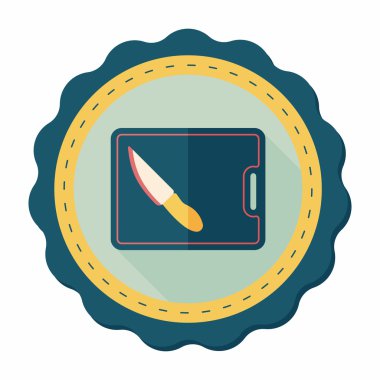 uzun gölge ile yönetim kurulu ve bıçak düz simgesi doğrama mutfak eşyaları,