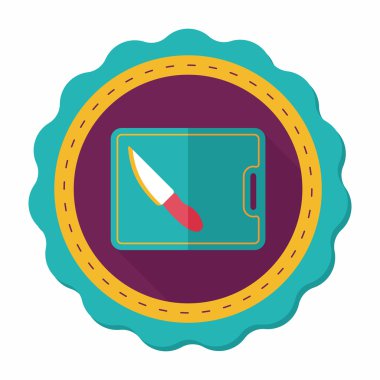 uzun gölge ile yönetim kurulu ve bıçak düz simgesi doğrama mutfak eşyaları,