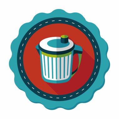 Uzun Gölge, eps10 ile mutfak eşyaları çöp düz simgesi