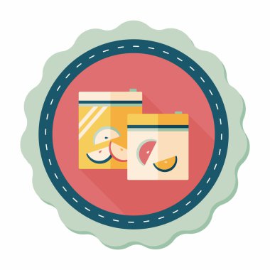 mutfak eşyaları fermuar çanta uzun gölge, eps10 simgesiyle düz